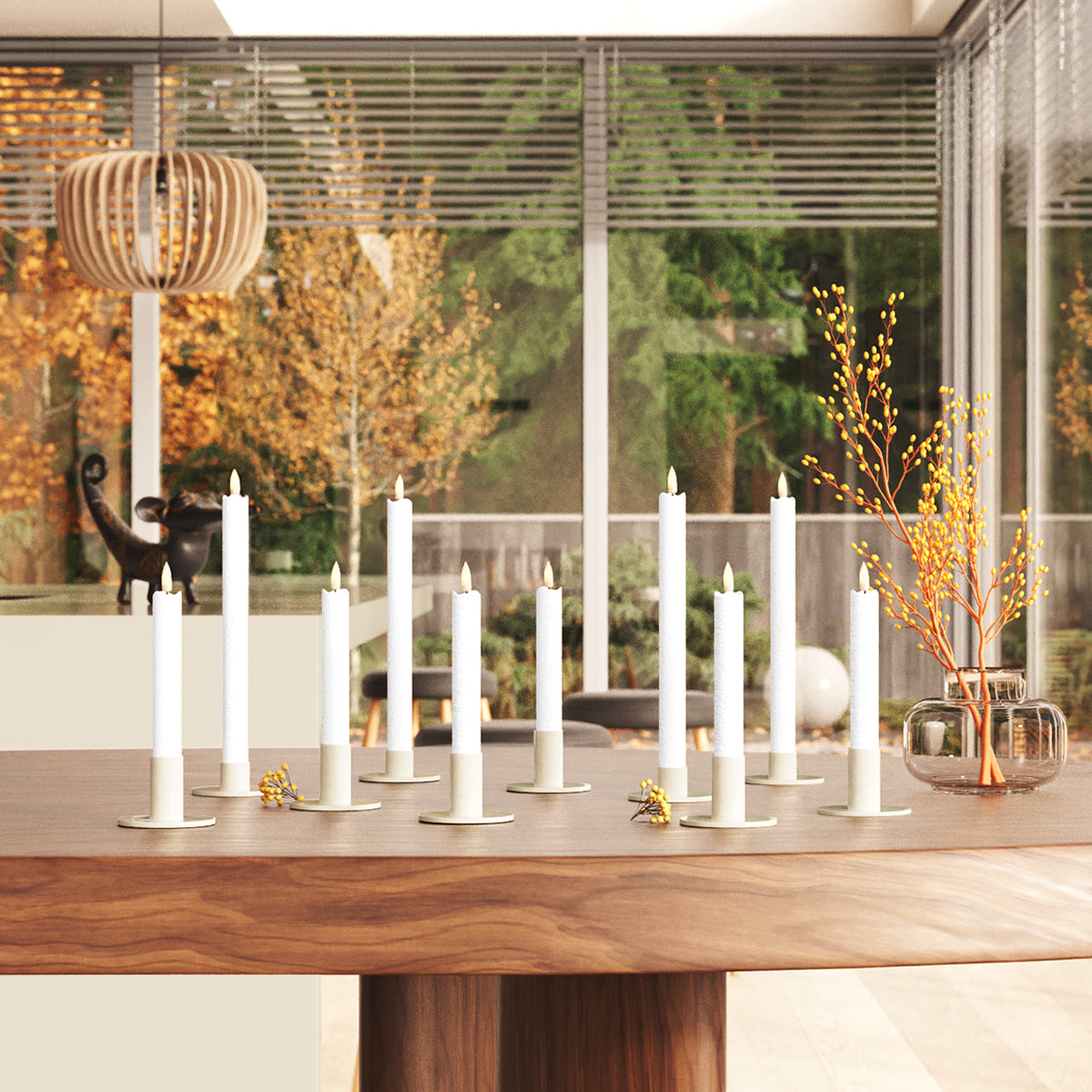 LED romântico Vela fina pacote - Branco - 6 peças de 15 cm | 4 peças de 24 cm