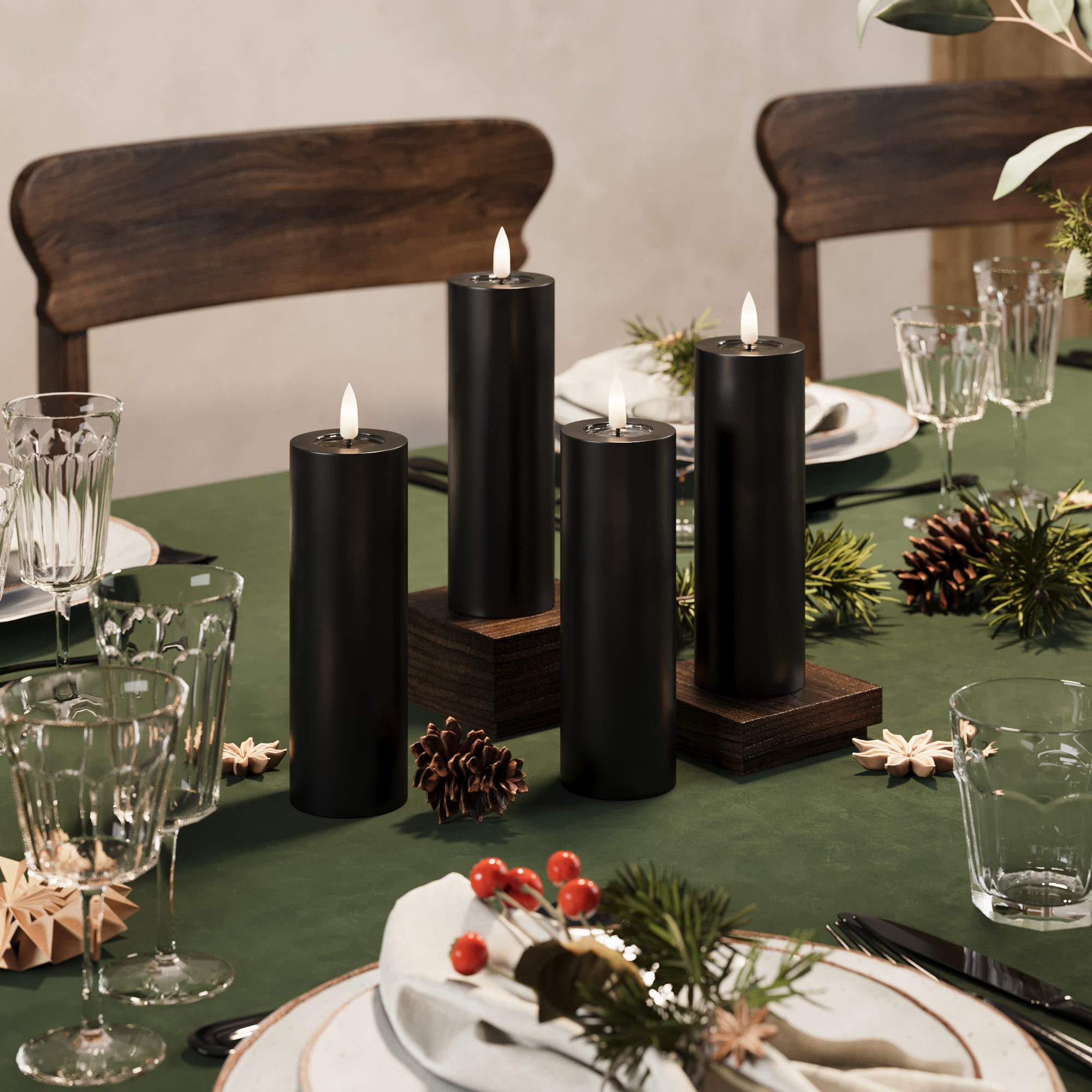 Φώτα μπλοκ LED Ø 5 x 15 cm Μαύρο - 4 τεμ.