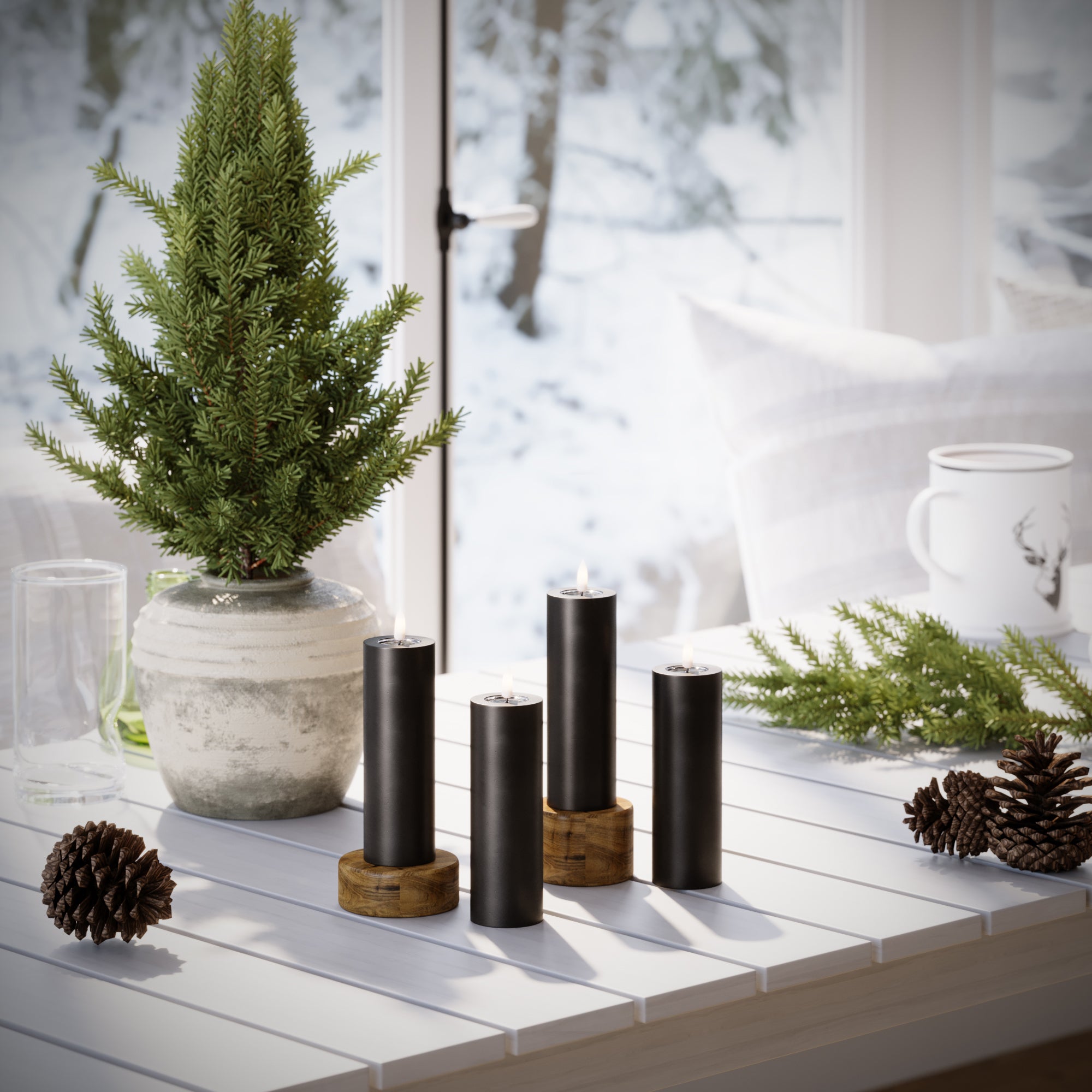 Φώτα μπλοκ LED Ø 5 x 15 cm Μαύρο - 4 τεμ.