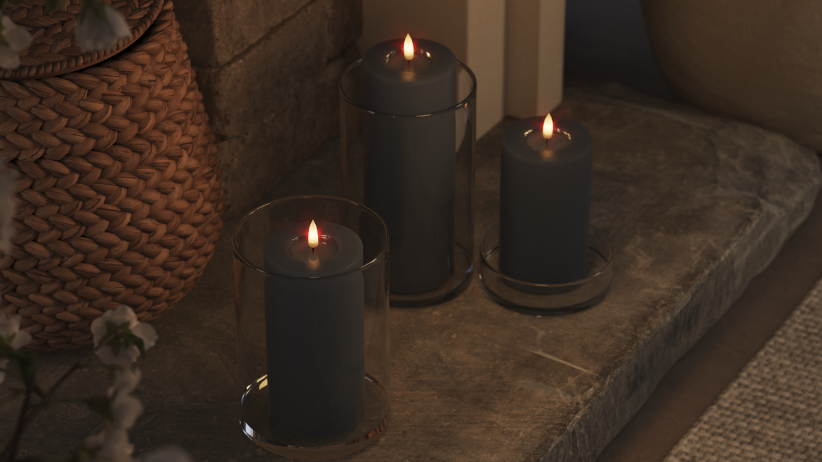 LED Blokker lys med naturtro LED flamme