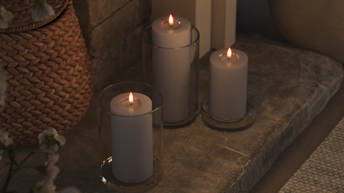 LED Blokker lys med naturtro LED flamme