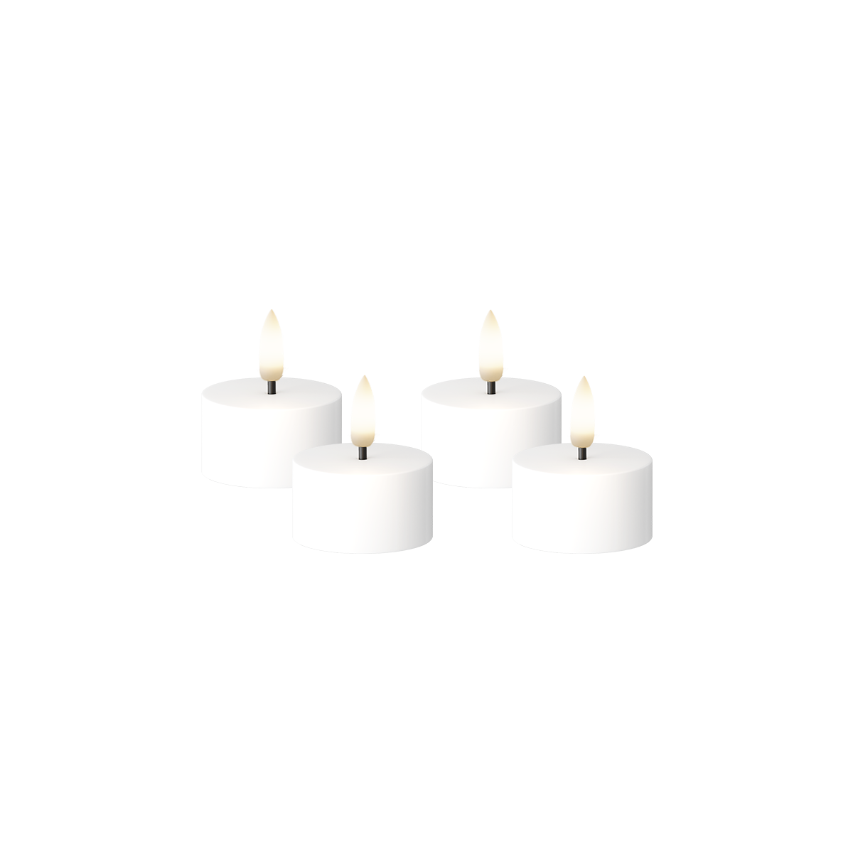LED Mini Telys Flat Top 4 stk, Ø 3,8 x 2 cm Hvit