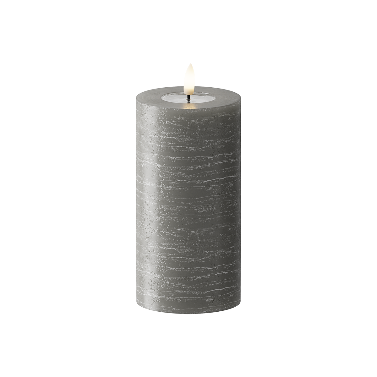 LED Pillar candle WetLook Ø 7.5 x 15 cm Dark grey