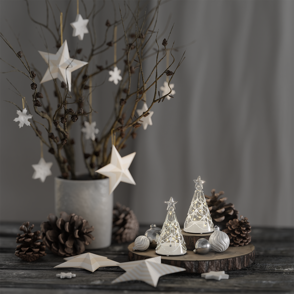 Deluxe Homeart Skleněný vánoční stromek 2 ks 1