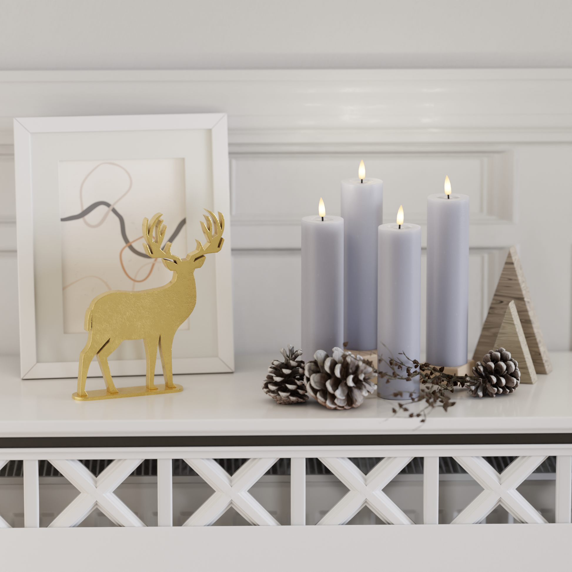 Deluxe Homeart LEDs Vela pilar pacote - Azul empoeirado - 4 peças 5 x 20 cm 2