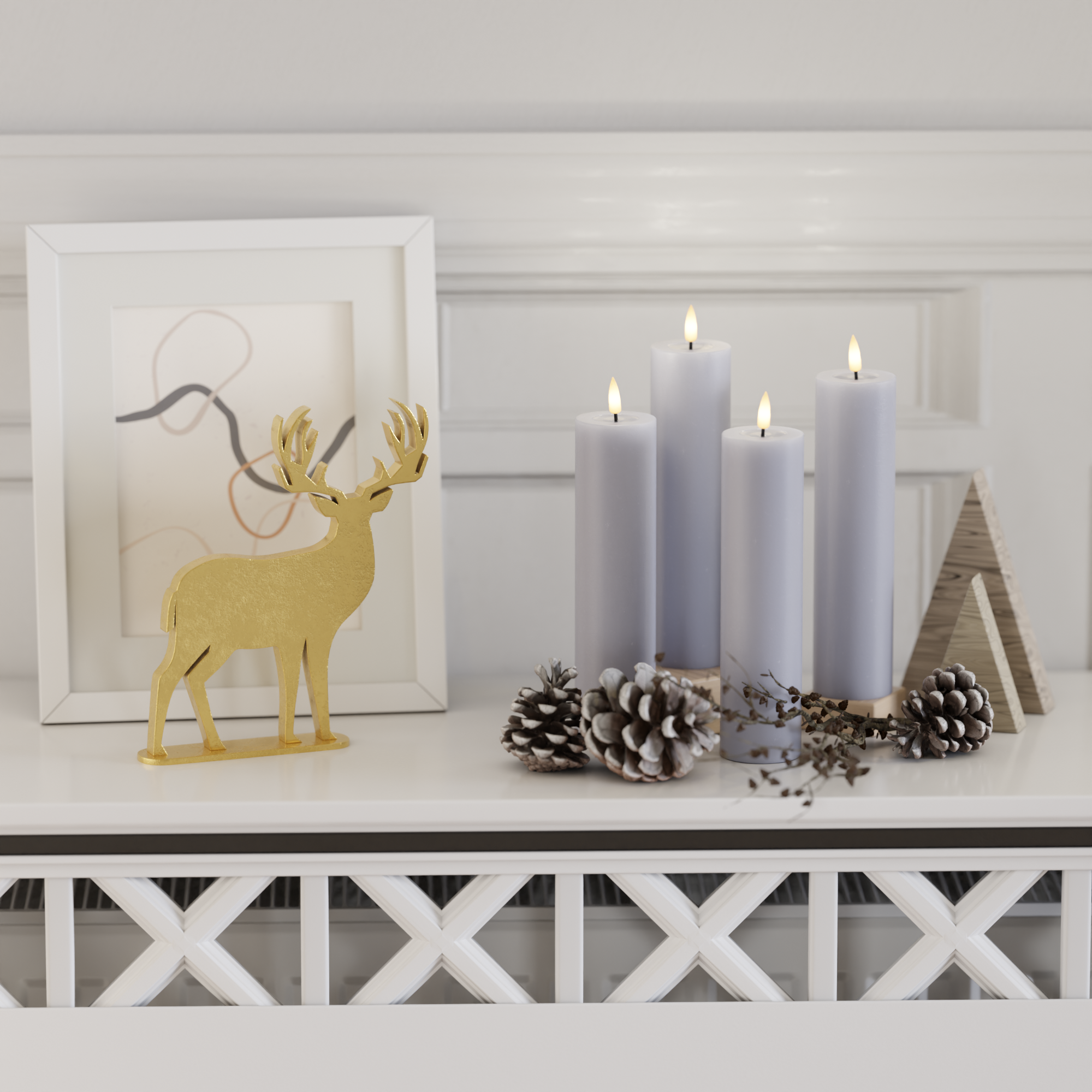 Deluxe Homeart LEDs Vela pilar pacote - Azul empoeirado - 4 peças 5 x 20 cm 2