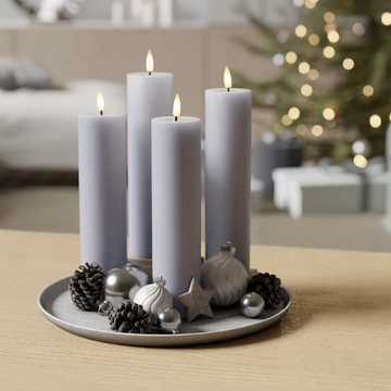 Deluxe Homeart LEDs Vela pilar pacote - Azul empoeirado - 4 peças 5 x 20 cm 1