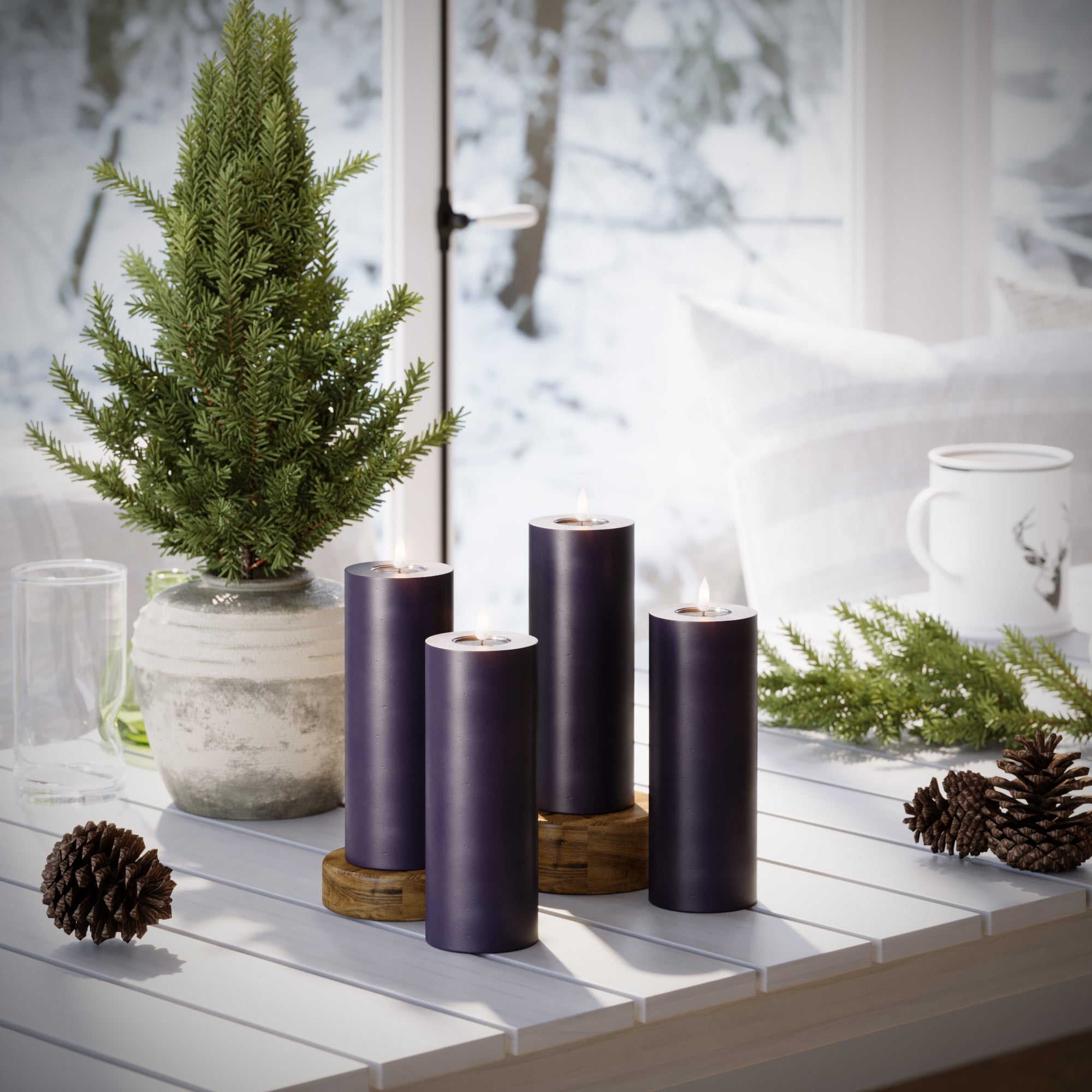 LED -ploki tuled Ø 7,5 x 20 cm Tumelilla - 4 tk