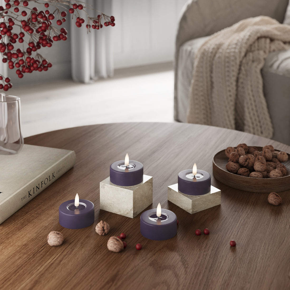 LED Jumbo Tealight candle Dark Purple - 4 pcs