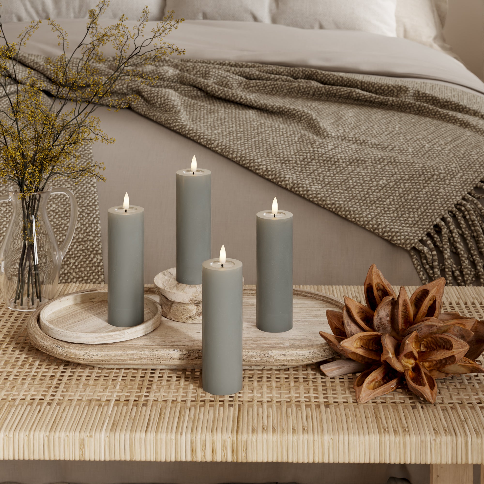 Φώτα μπλοκ LED Ø 5 x 15 cm Γκρι - 4 τεμ.