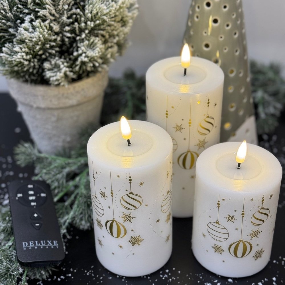Christmas Pillar candle package - gold Deluxe Homeart 1