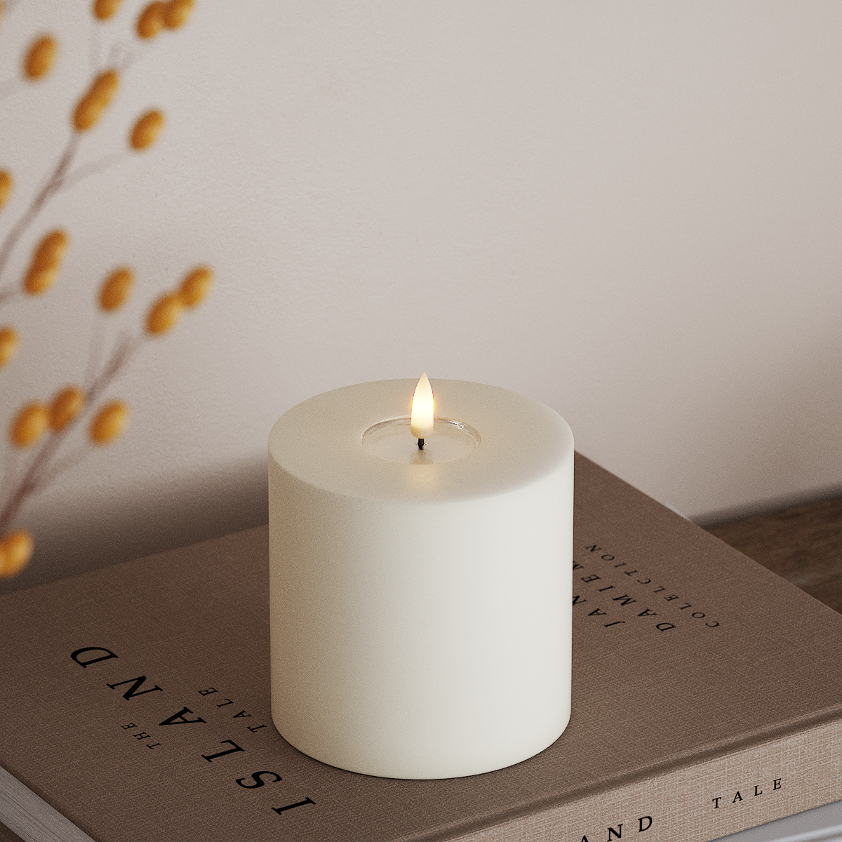 Deluxe Homeart LED Blockkerzen Ø 10 x 10 cm Weiß LED Blockkerzen 3