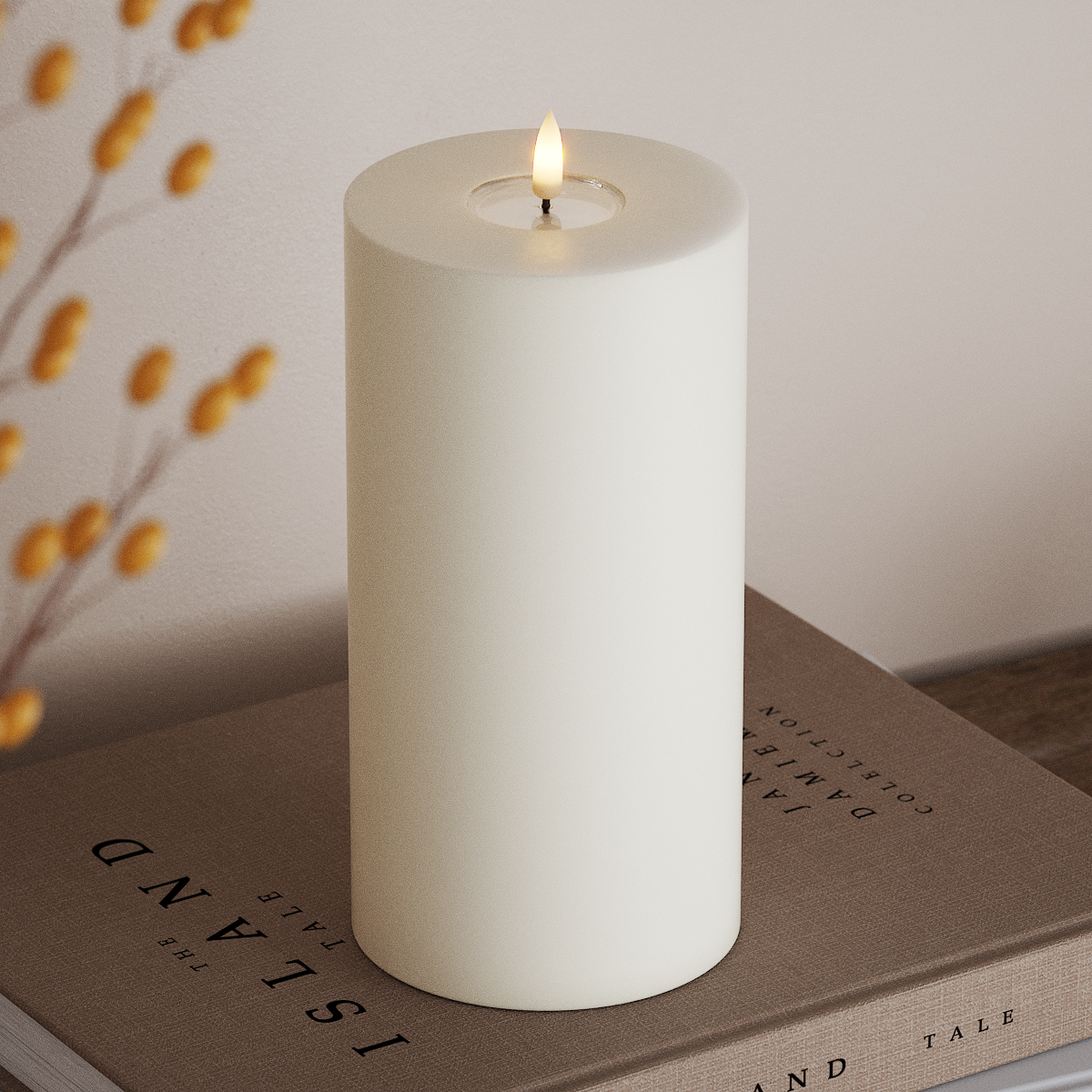 Deluxe Homeart LED Bloklys Ø 10 x 20 cm Hvid LED bloklys 3