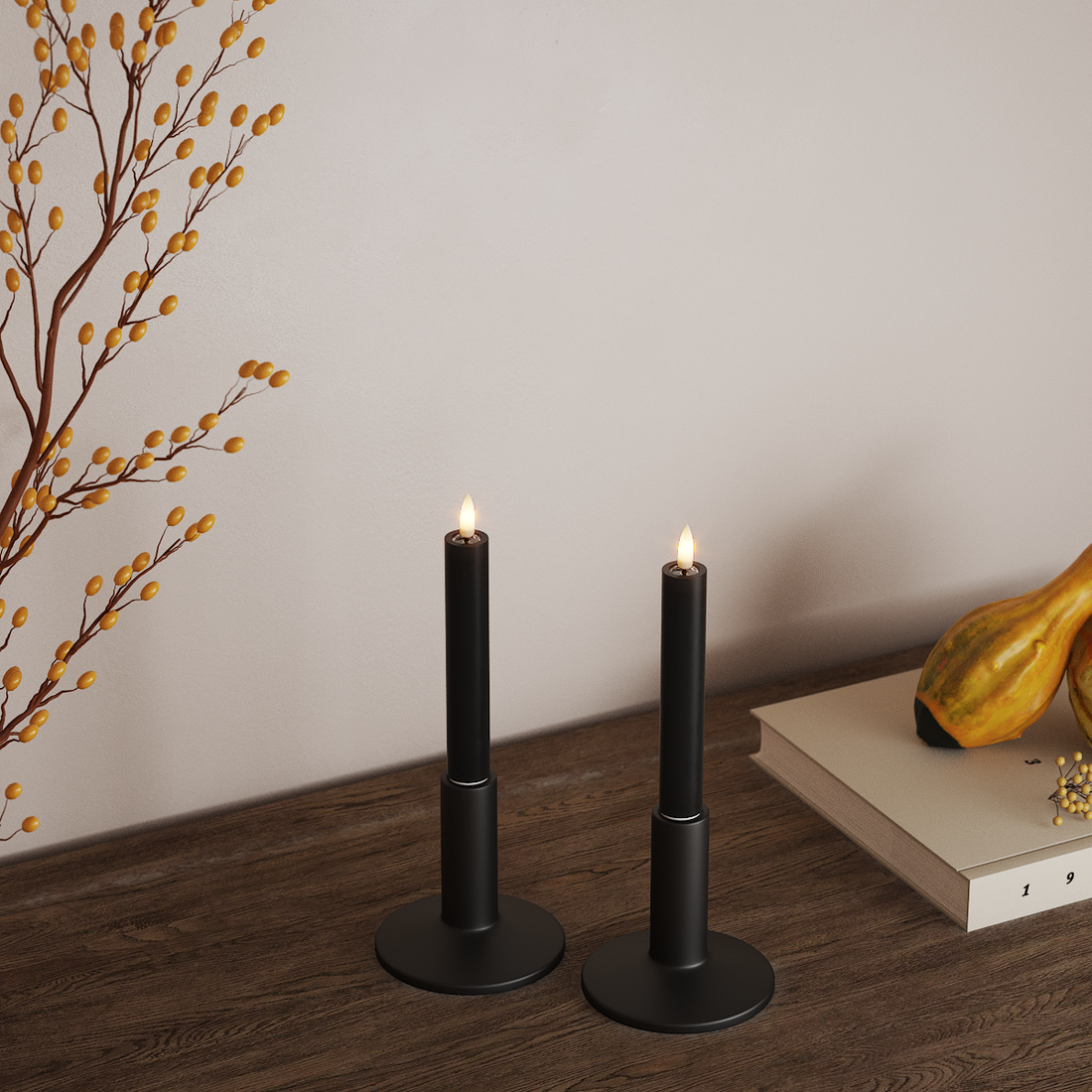 Deluxe Homeart LED Kronelys 2 stk, Ø 2 x 15 cm Sort LED kronelys 4