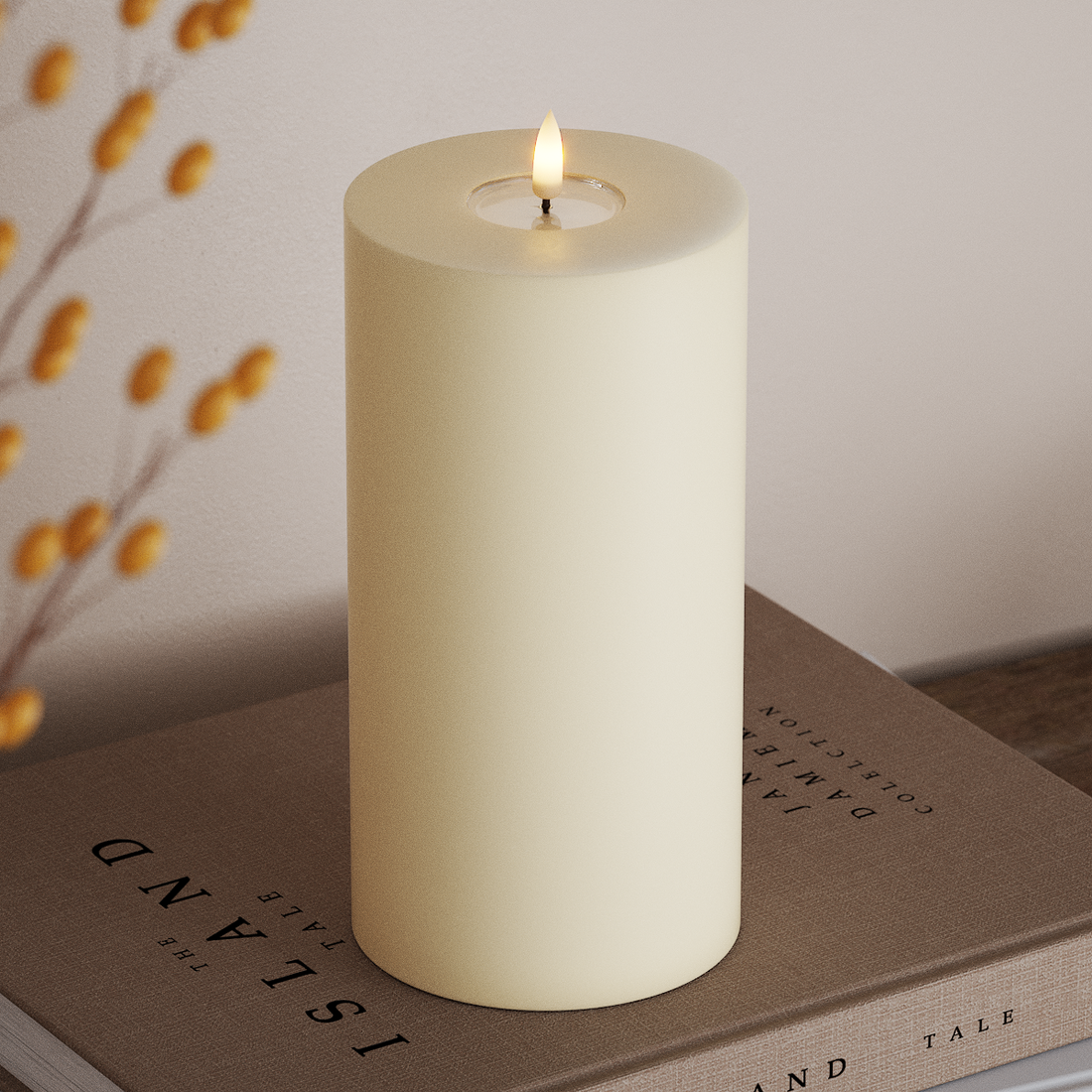 Deluxe Homeart LED Bloklys Ø 10 x 20 cm Cream LED bloklys 4