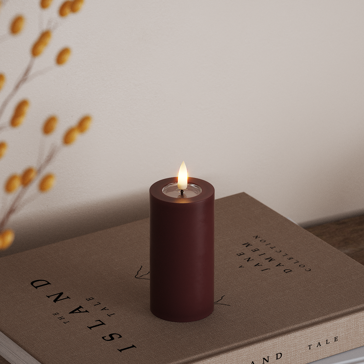 Deluxe Homeart LED Blokklys Ø 5 x 10 cm Burgunder LED blokklys 3