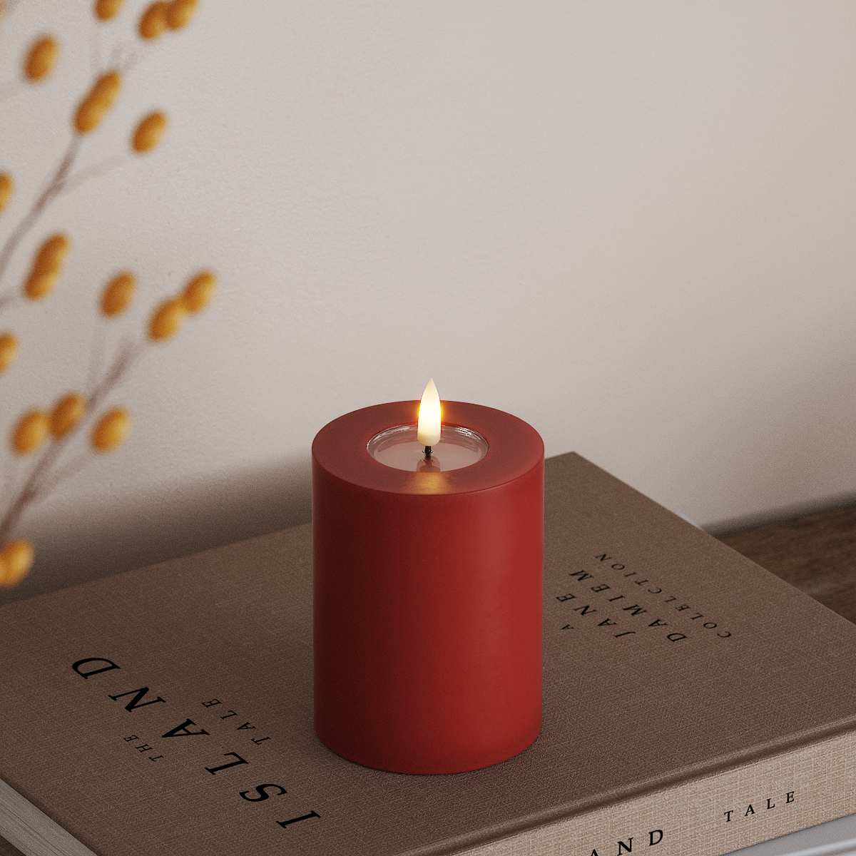 Deluxe Homeart Φωτιστικό μπλοκ LED Ø 7,5 x 10 cm Κόκκινο Φως μπλοκ LED 3