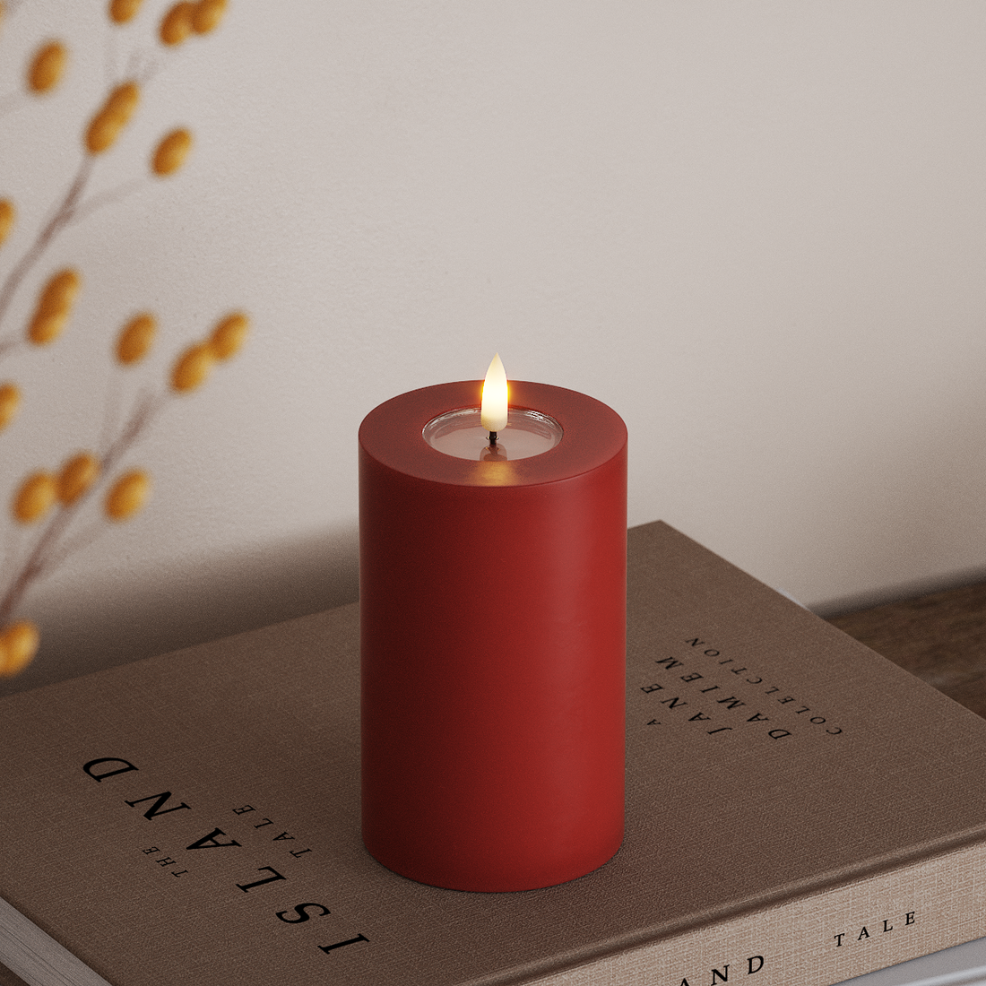 Deluxe Homeart LED Pillar candle Ø 7.5 x 12.5 cm Red LED Pillar candle 4