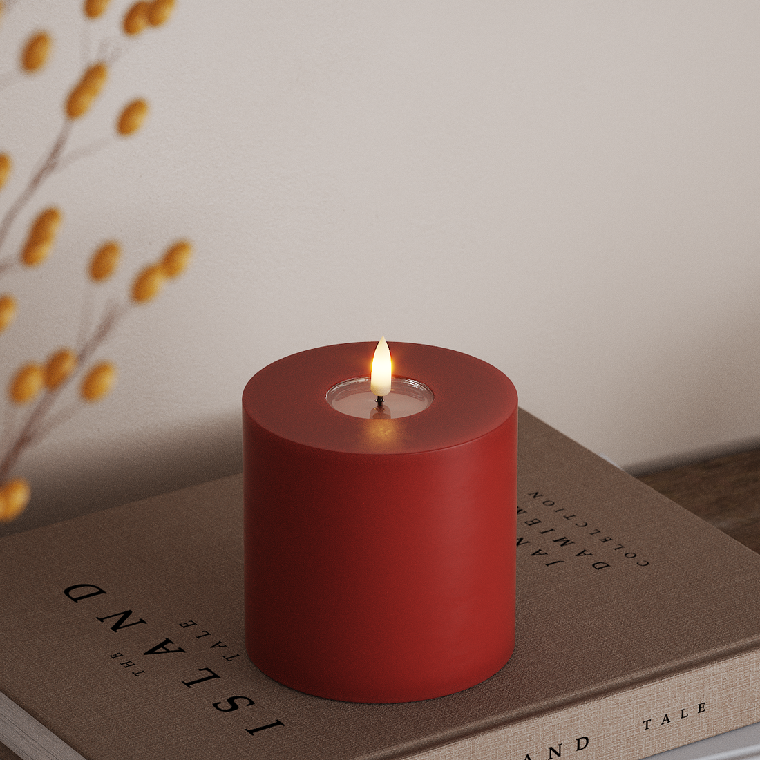 Deluxe Homeart LED Pillar candle Ø 10 x 10 cm Red LED Pillar candle 4