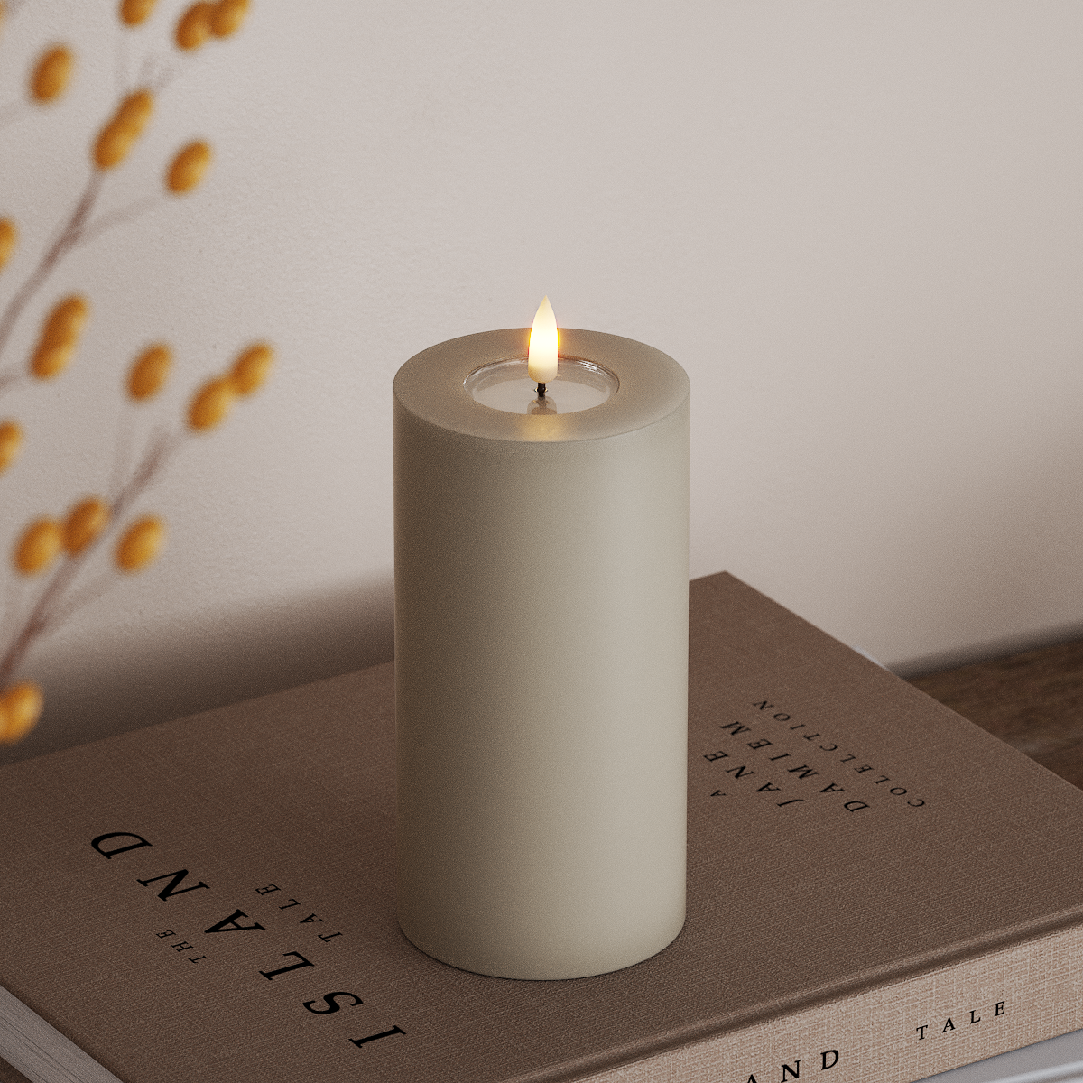 Deluxe Homeart LED Blockljus Ø 7,5 x 15 cm Sand LED Blockljus 3