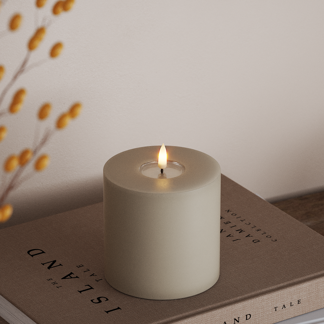 Deluxe Homeart LED Bloklys Ø 10 x 10 cm Sand LED bloklys 4