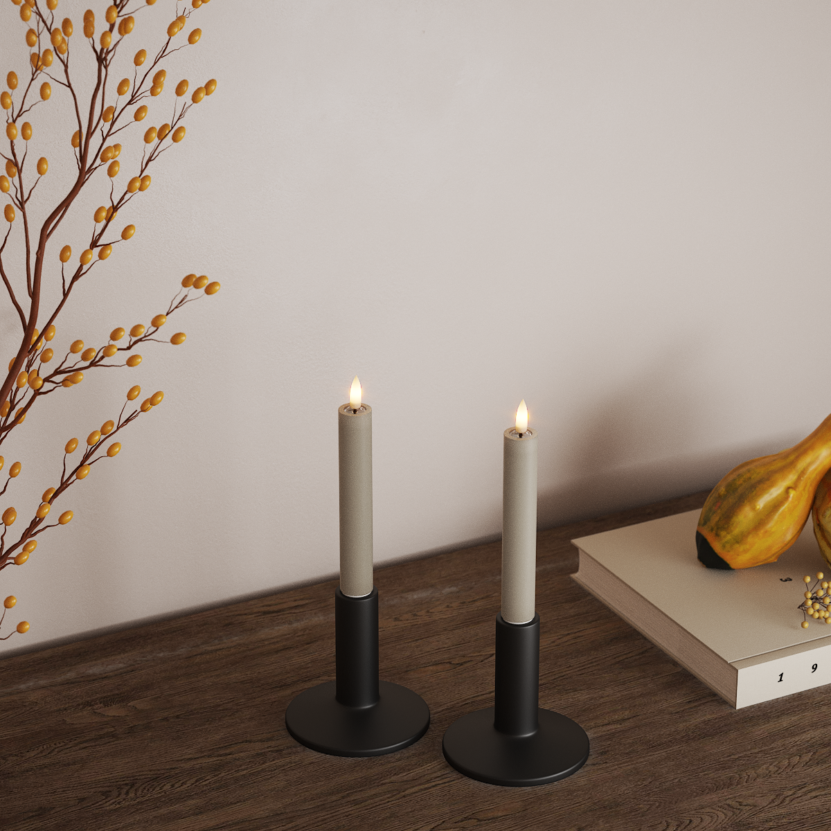 Deluxe Homeart LED Kronelys 2 stk, Ø 2 x 15 cm Sand LED kronelys 3