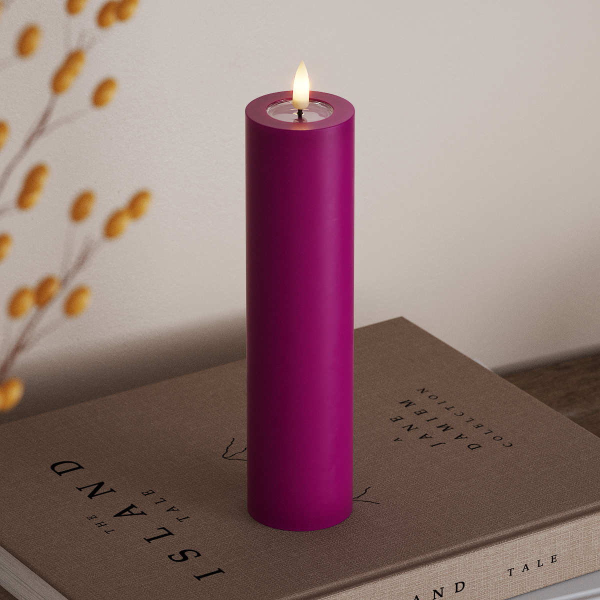Deluxe Homeart LED Pillar candle Ø 5 x 20 cm Violet LED Pillar candle 3