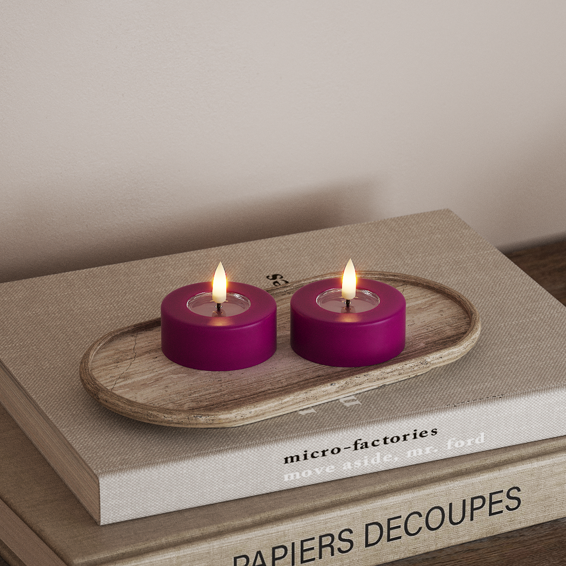 Deluxe Homeart LED Jumbo Fyrfadslys 2 stk. Store Violet LED jumbo fyrfadslys 4