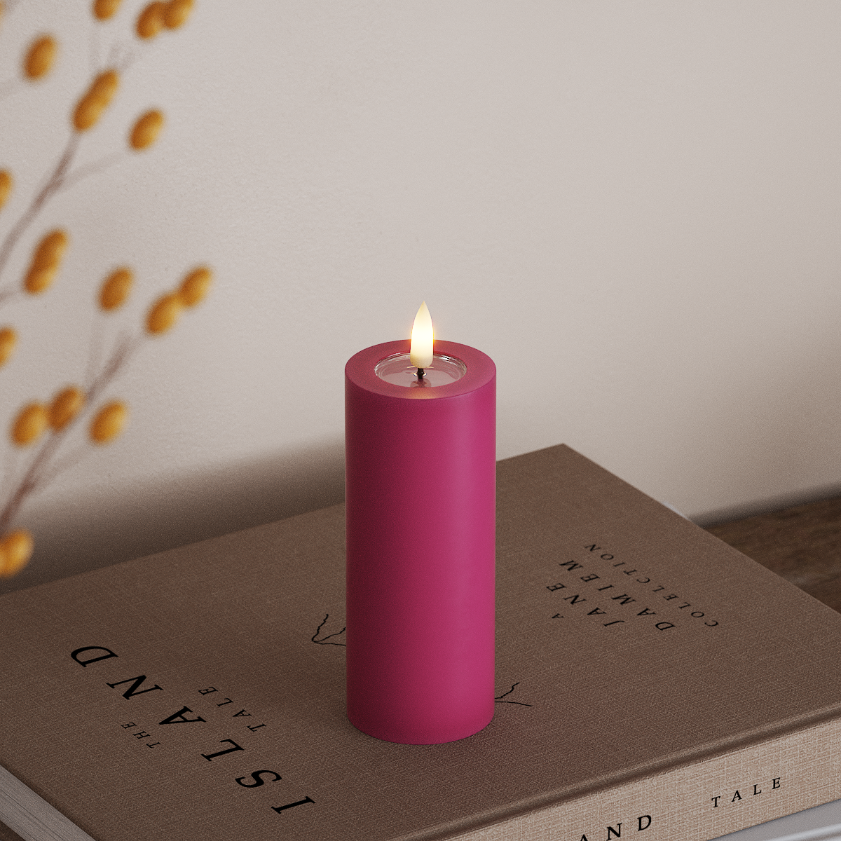 Deluxe Homeart LED Pillar candle Ø 5 x 12.5 cm Magenta LED Pillar candle 3
