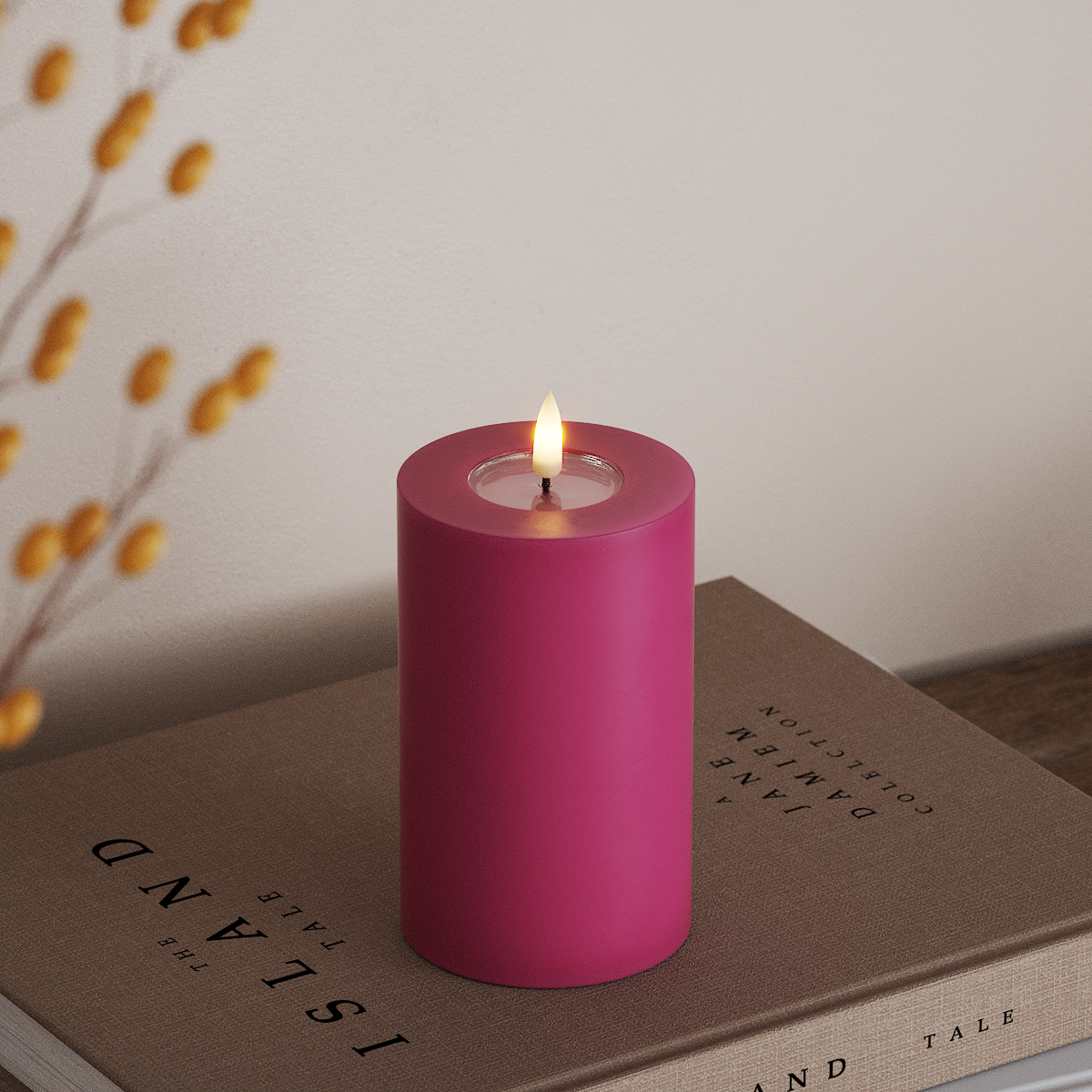 Deluxe Homeart LED Pillar candle Ø 7.5 x 12.5 cm Magenta LED Pillar candle 3