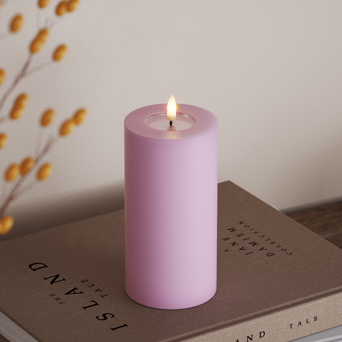 Deluxe Homeart LED Pillar candle Ø 7.5 x 15 cm Lavender LED Pillar candle 3