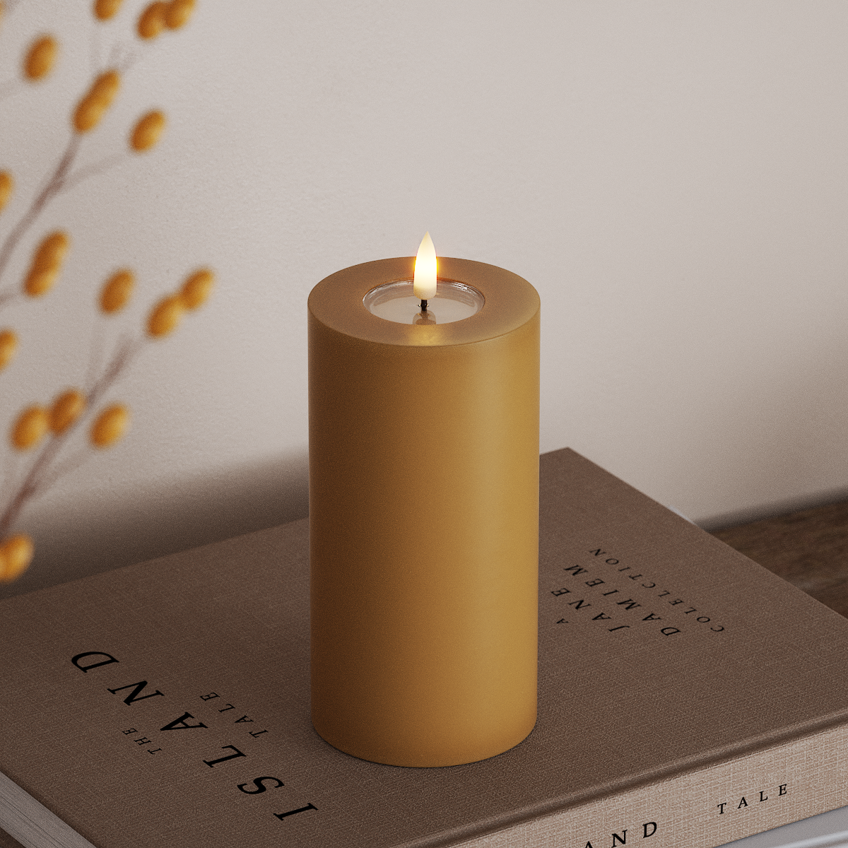 Deluxe Homeart LED Blockljus Ø 7,5 x 15 cm Curry LED Blockljus 3