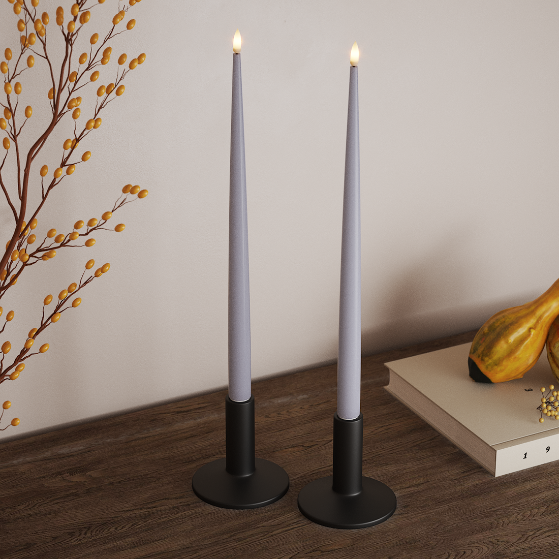 Deluxe Homeart LED světlo na svíčku s lakem, 2 ks 38 cm Zaprášená modrá LED světlo na svíčku 4