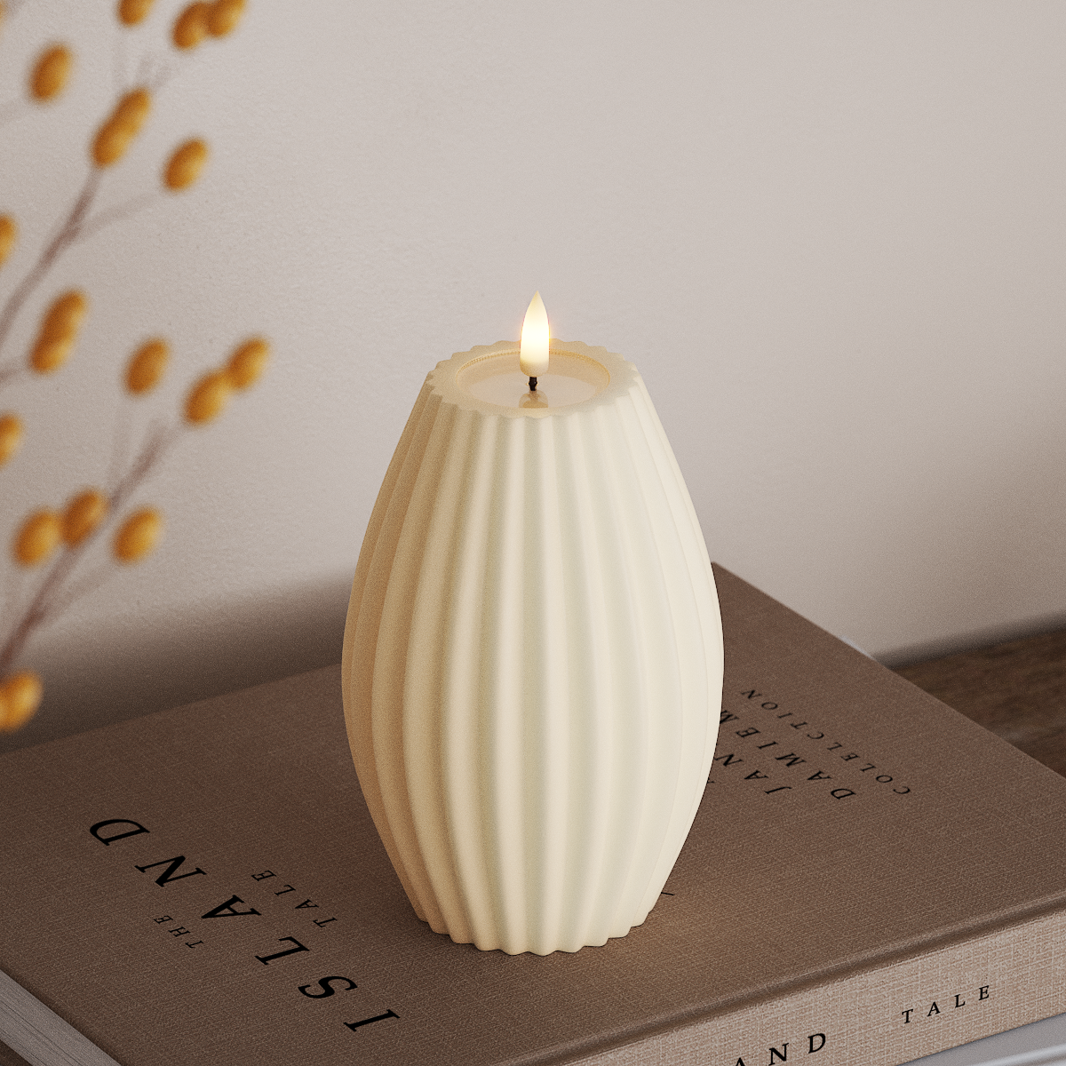 Deluxe Homeart LED Rillelys D 10 x H 15 cm Krem LED rillelys 3