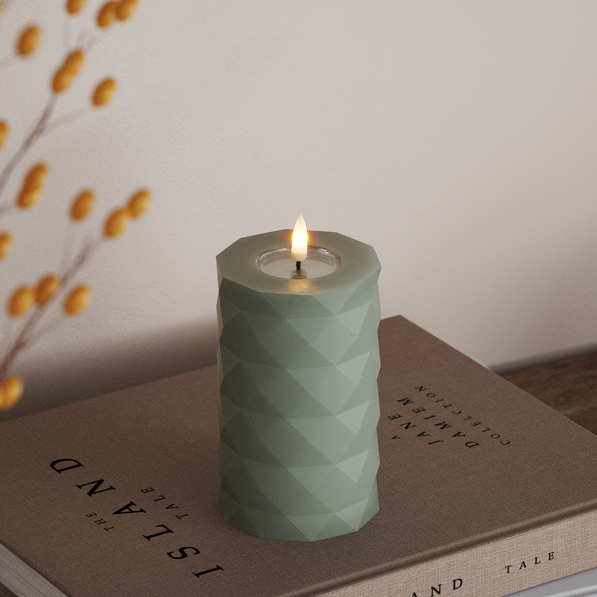 Deluxe Homeart Square Φωτιστικό μπλοκ LED Ø 7,5 x 12,5 cm Φασκόμηλο πράσινο LED Square 3