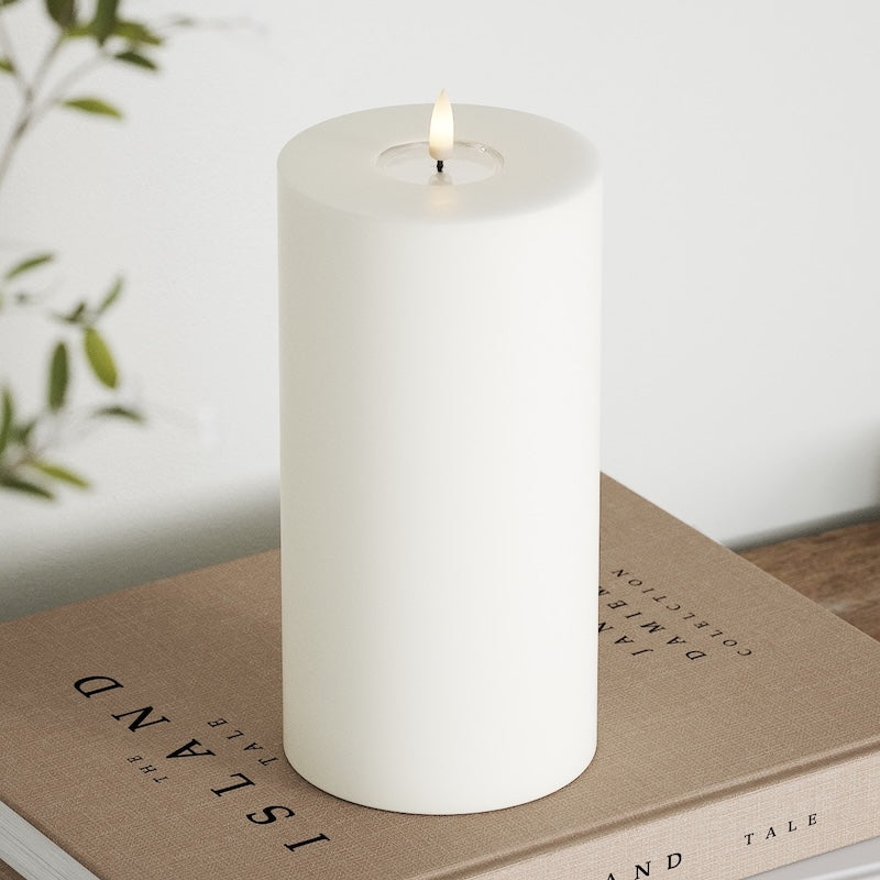 Deluxe Homeart LED Bloklys Ø 10 x 20 cm Hvid