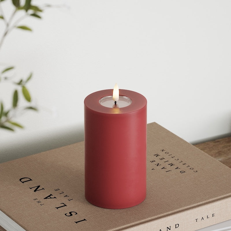 Deluxe Homeart Φωτιστικό μπλοκ LED Ø 7,5 x 12,5 cm Μπορντό