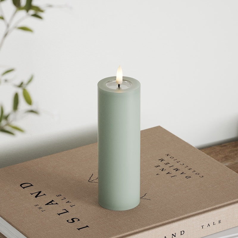 Deluxe Homeart Φωτιστικό μπλοκ LED Ø 5 x 15 cm Φασκόμηλο πράσινο