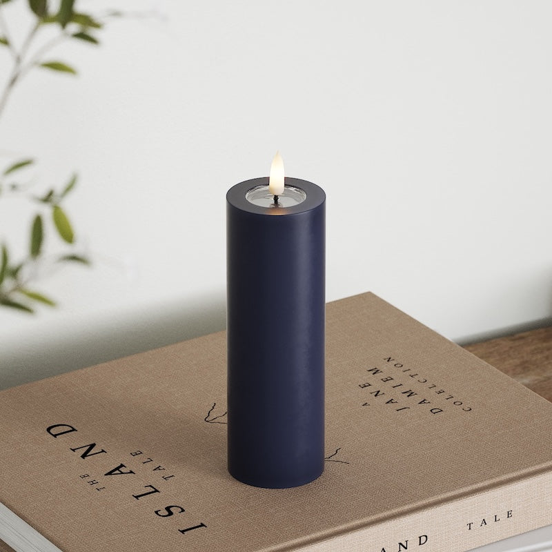 Deluxe Homeart LED Bloklys Ø 5 x 15 cm Kongeblå