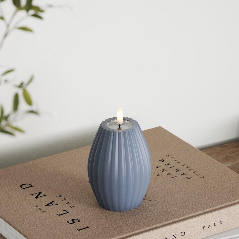 Deluxe Homeart LED Rillet lys D 7,5 x H 10 cm Isblå