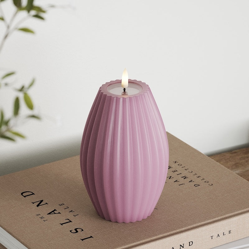 Deluxe Homeart LED Ribbed candle D 10 x H 15 cm Purple