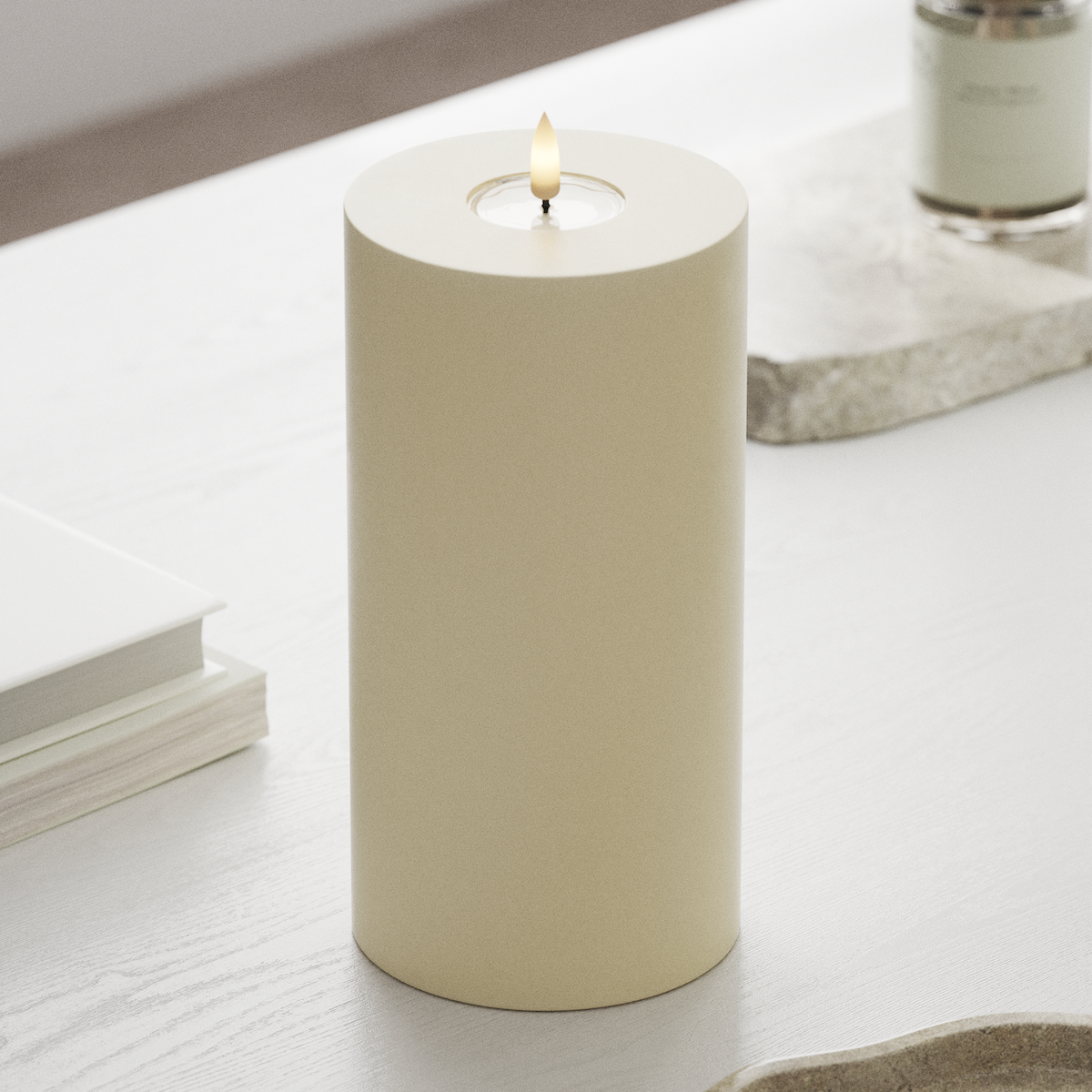 Deluxe Homeart LED Bloklys Ø 10 x 20 cm Cream LED bloklys 1