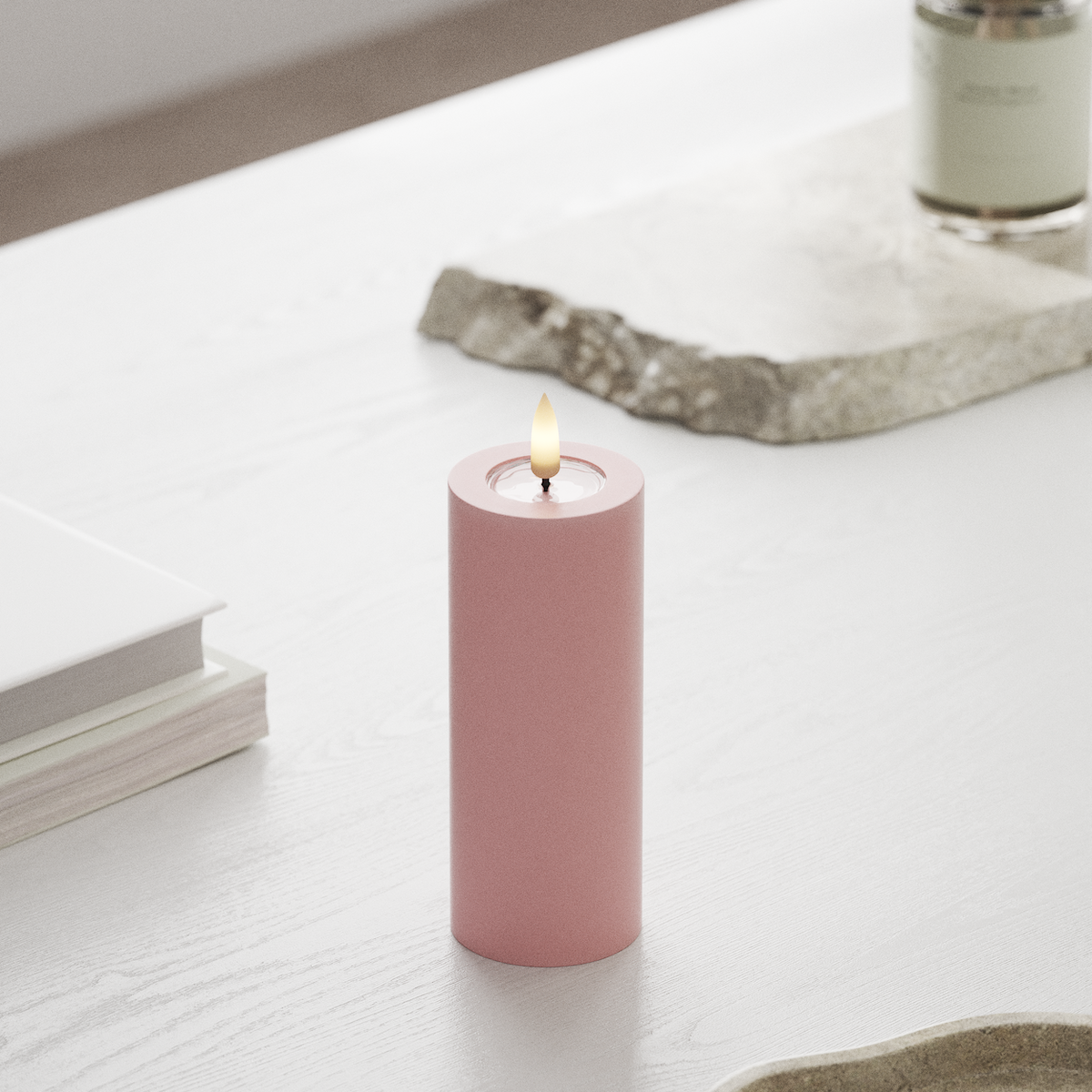 Deluxe Homeart Φωτιστικό μπλοκ LED Ø 5 x 12,5 cm Ανοιχτό ροζ Φως μπλοκ LED 1