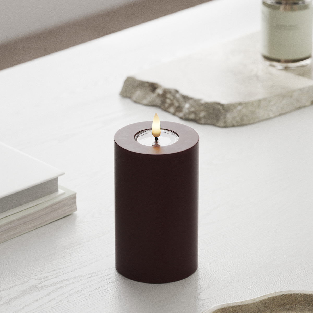 Deluxe Homeart LED Blockkerzen Ø 7,5 x 12,5 cm Burgunderrot LED Blockkerzen 1