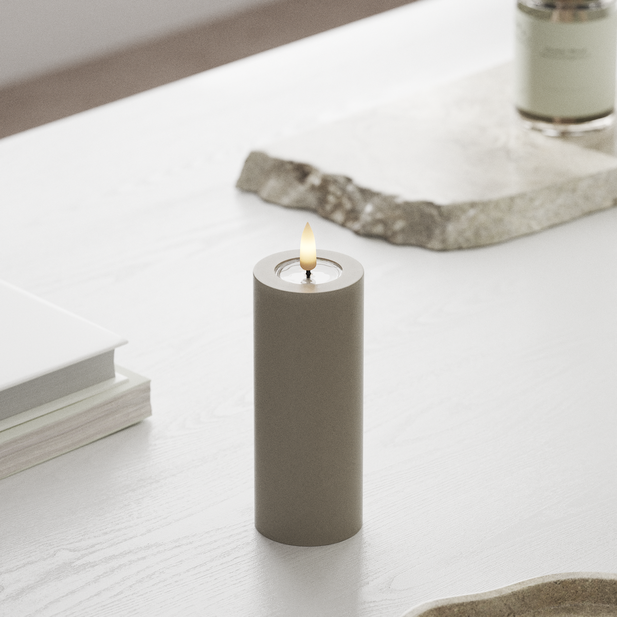 Deluxe Homeart Φωτιστικό μπλοκ LED Ø 5 x 12,5 cm Άμμος Φως μπλοκ LED 1