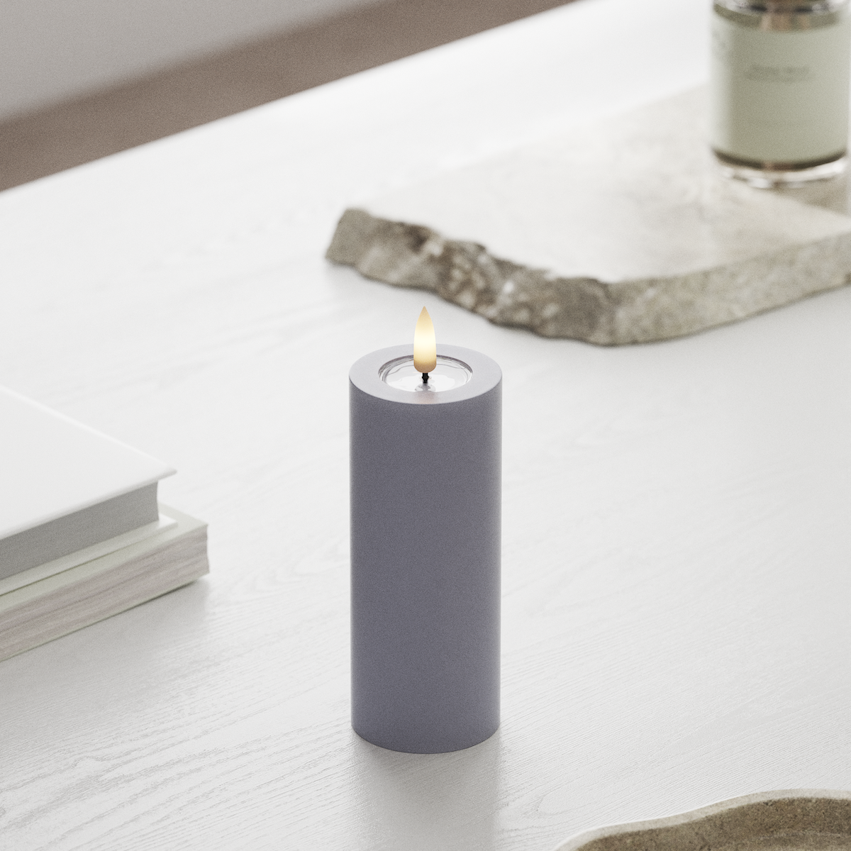 Deluxe Homeart LED Pillar candle Ø 5 x 12.5 cm Dusty Blue LED Pillar candle 1