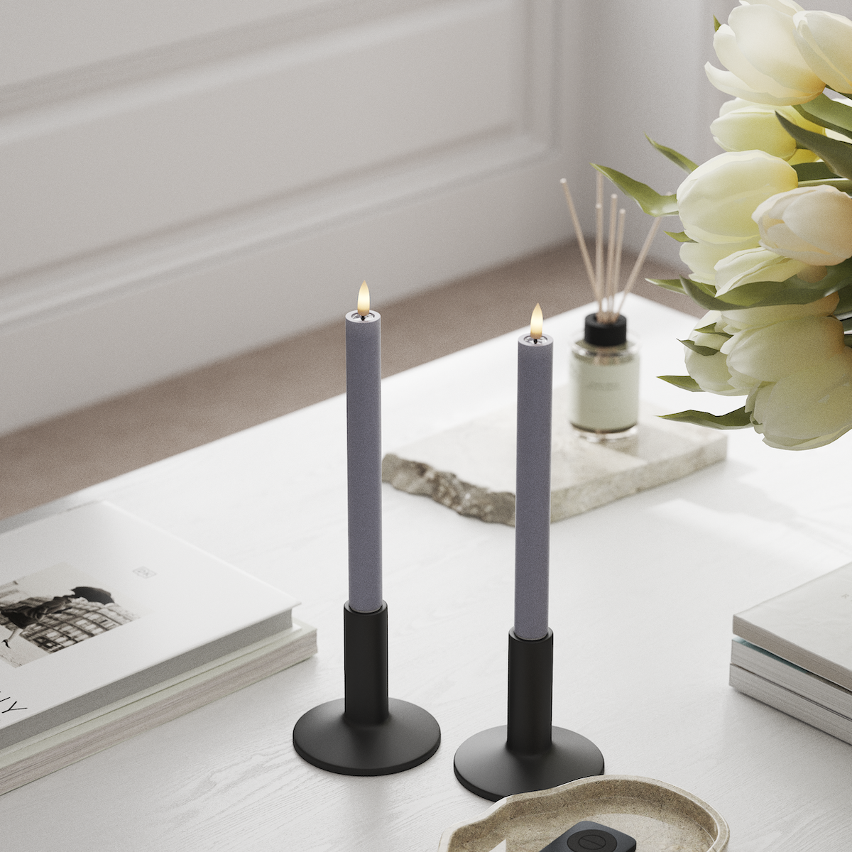 Deluxe Homeart LED Kronljus 2 st, Ø 2 x 24 cm Stövet blå LED Kronljus 1