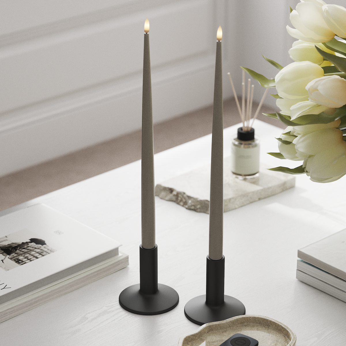 Deluxe Homeart Φωτιστικό κεριού LED με Λάκα, 2 τμχ 38 cm Άμμος Φως κεριού LED 1