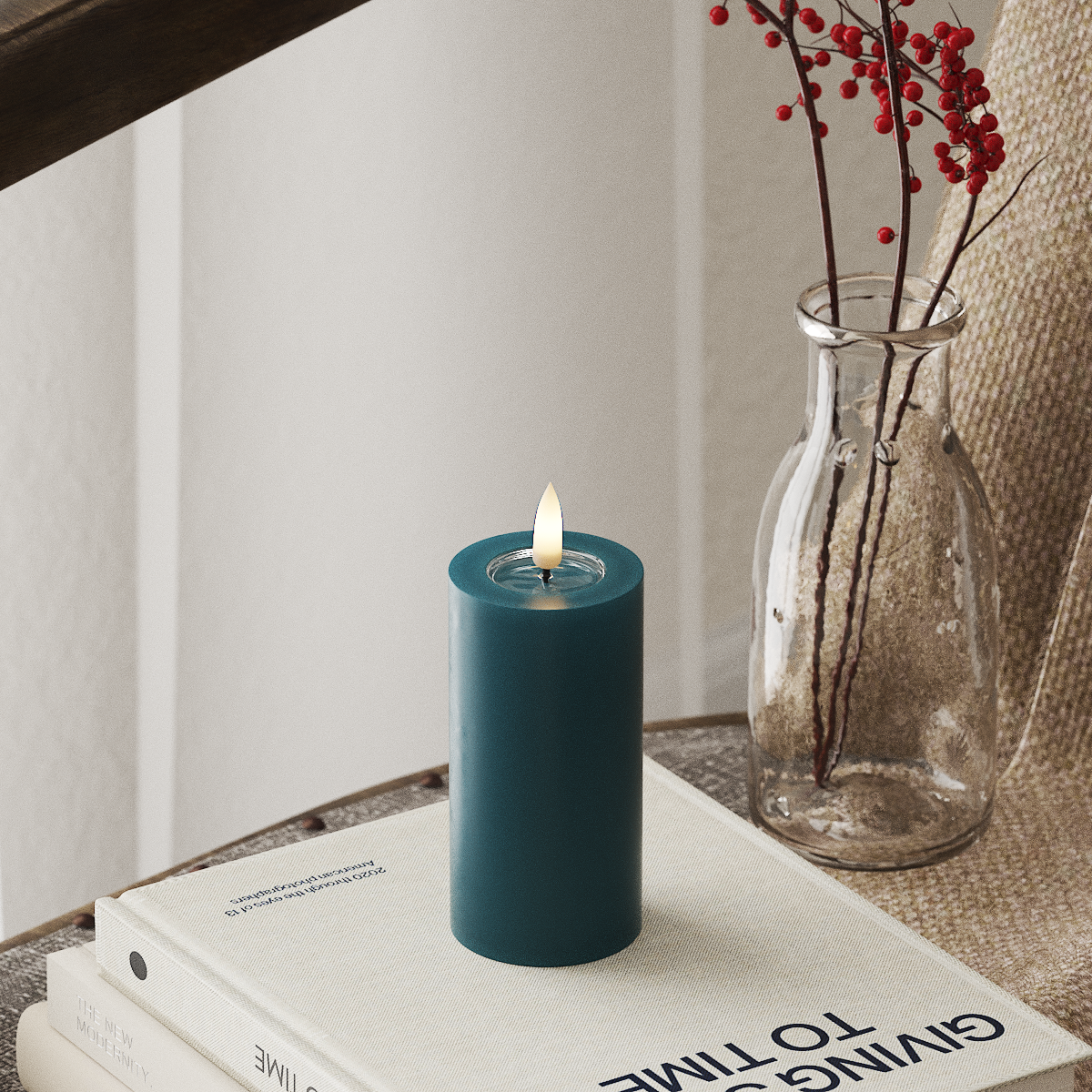 Deluxe Homeart Φωτιστικό μπλοκ LED Ø 5 x 10 cm Πετρόλ Φως μπλοκ LED 4