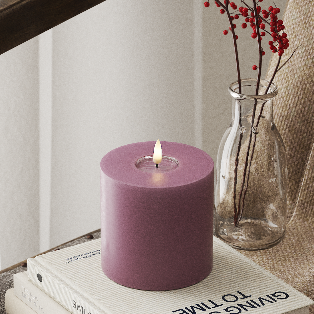 Deluxe Homeart LED Blokklys Ø 10 x 10 cm Lys lilla LED blokklys 4